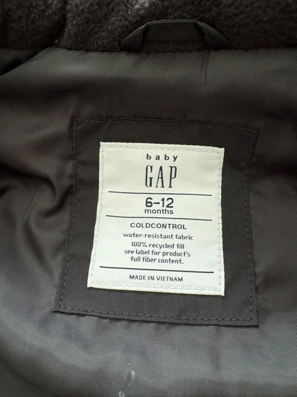 baby Gap Cild Control Puffer Vest in Black - Size 6/12 months